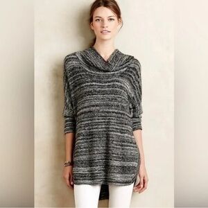 Anthropologie | Field Flower | Black & Gray Spacedye Cowl Neck Tunic Sweater